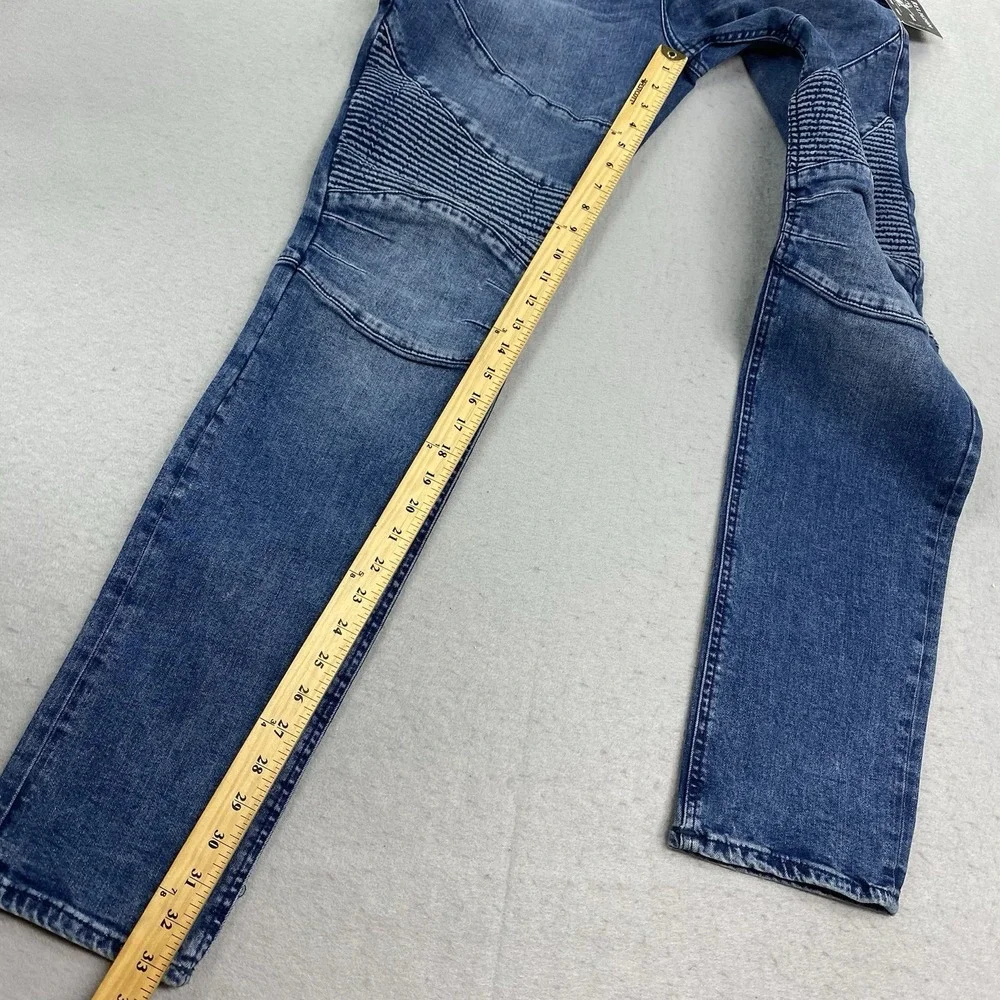 True Religion Jeans Mens 34 Blue Denim Pants Rocco Relaxed Skinny Moto Biker